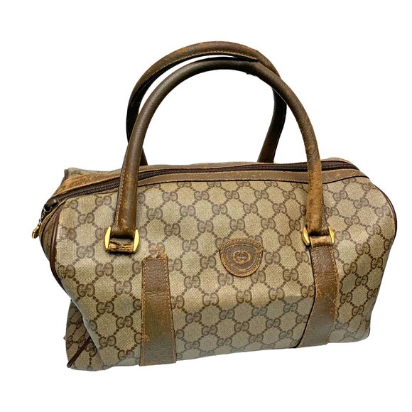 Vintage Gucci‎ Coated Canvas Leather Speedy Handbag **AS IS DAMAGED - Picture 1 of 13
